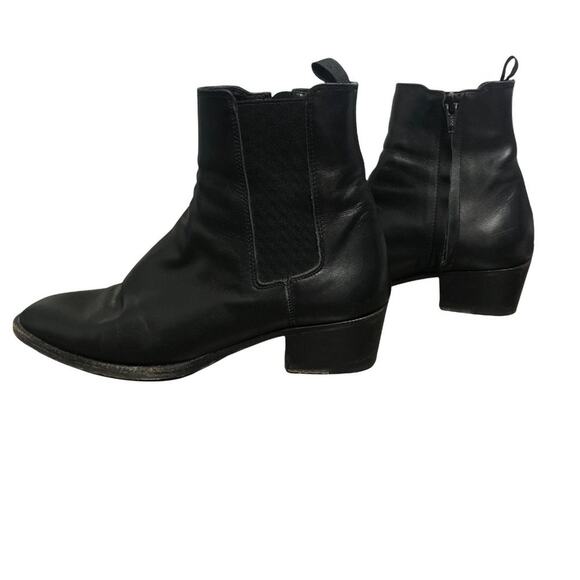 More Than Yesterday Women's Black Leather Heeled Bootie SIZE 37 / US 6.5
